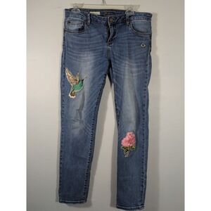 KUT From The Kloth Catherine Boyfriend Jeans Women 8 Blue Denim Applique